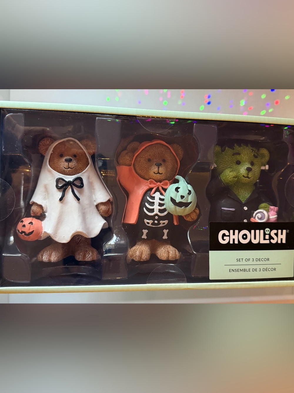 Ghoulish frankenstein ghost Pumpkin teddy bear Halloween Decor Set NEW